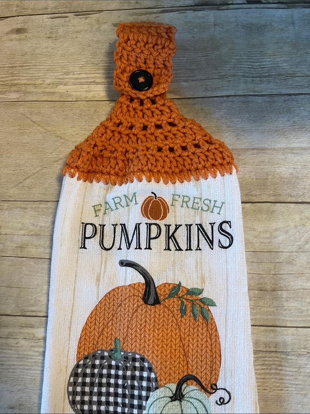 New Crochet Top Fall/Pumpkins Hanging Towel Double Thickness Cotton Blend - Picture 2 of 5